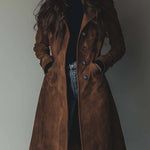 Curdin | Trenchcoat Damen Wildleder-Optik Zweireihig Midi