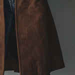 Curdin | Trenchcoat Damen Wildleder-Optik Zweireihig Midi