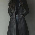 Curdin | Trenchcoat Damen Wildleder-Optik Zweireihig Midi
