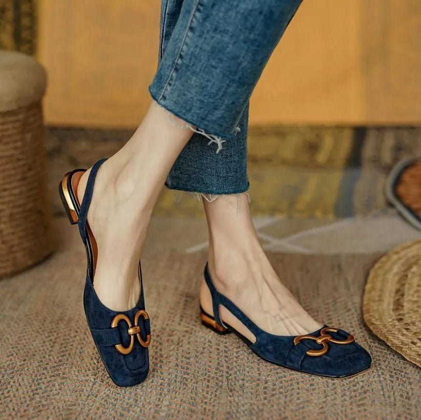Viktória | Slingback Szandál Női Kis Sarokkal Díszítéssel