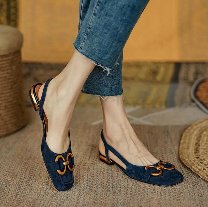 Viktória | Slingback Szandál Női Kis Sarokkal Díszítéssel
