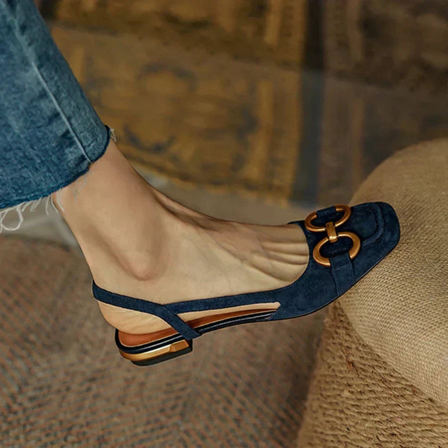 Viktória | Slingback Szandál Női Kis Sarokkal Díszítéssel