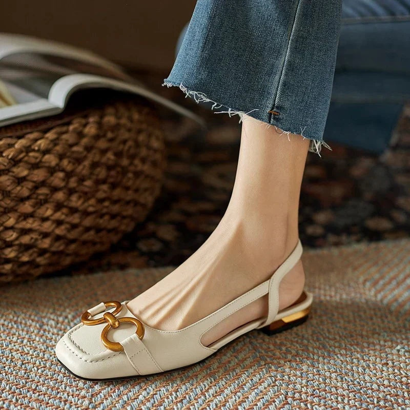 Viktória | Slingback Szandál Női Kis Sarokkal Díszítéssel