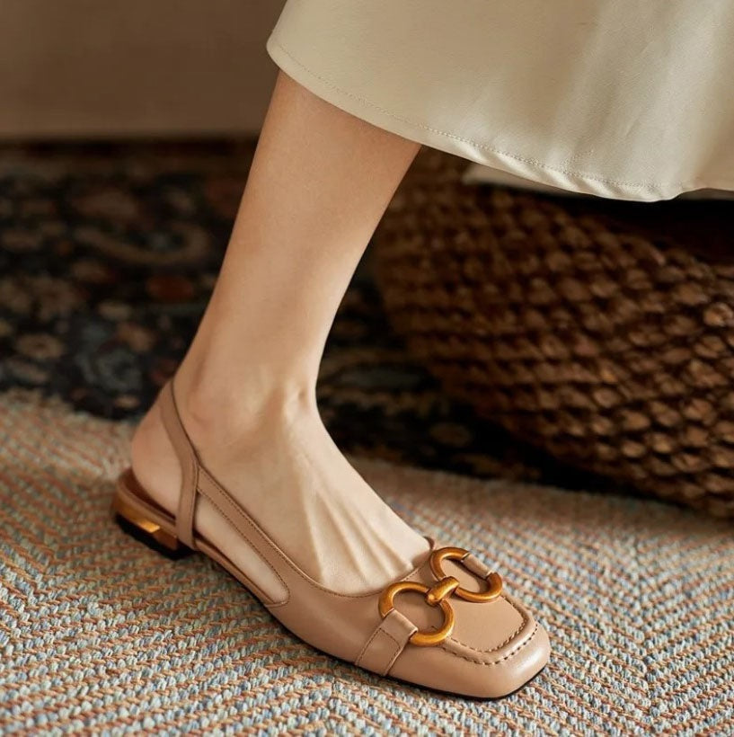 Viktória | Slingback Szandál Női Kis Sarokkal Díszítéssel