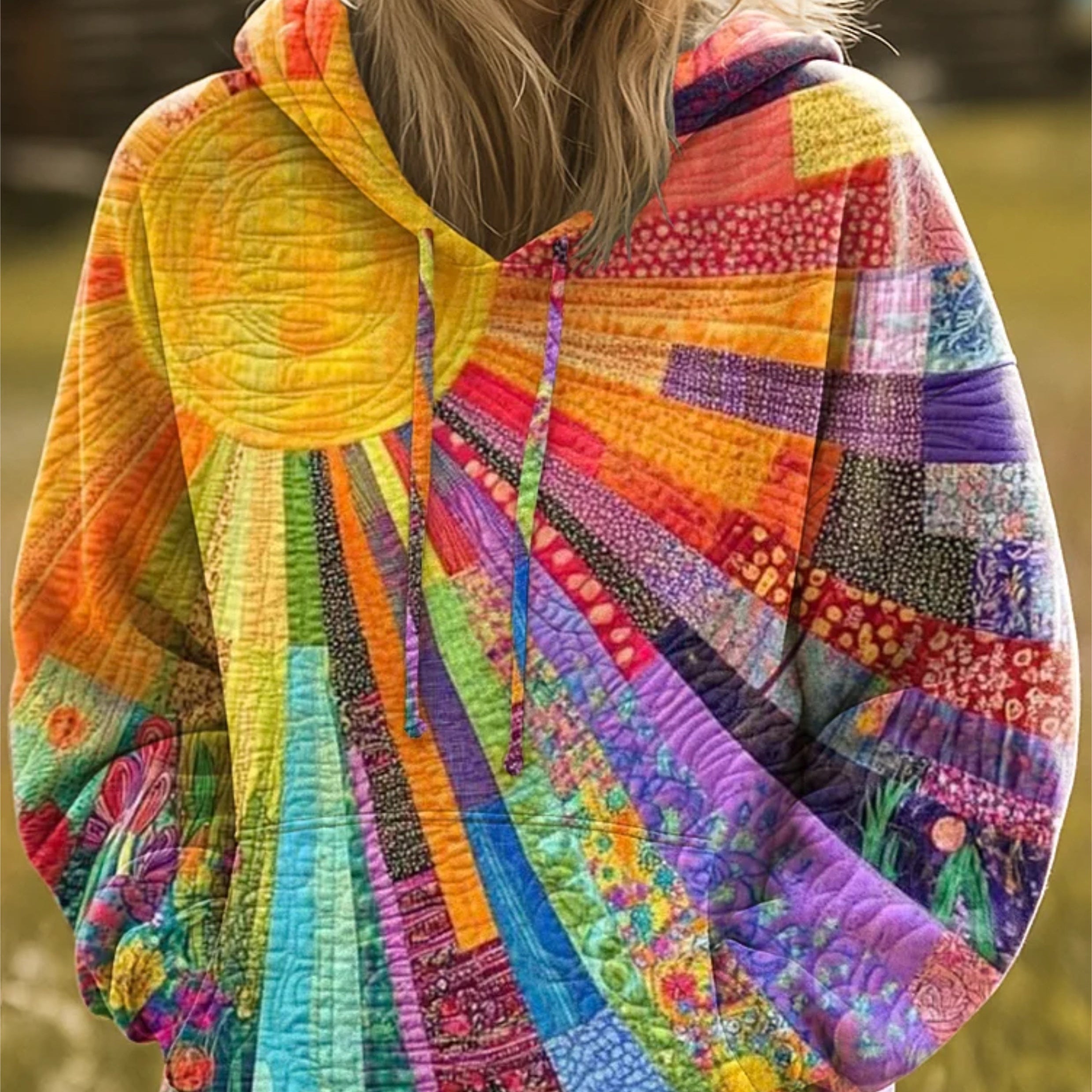 Daniela | Hoodie Damen Patchwork Boho Kapuze