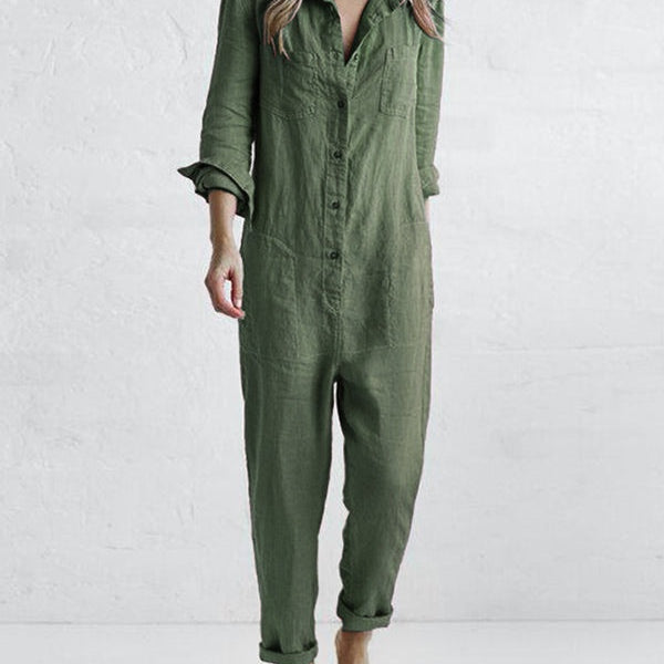 Daniela | Overall Damen Leinen Langarm Relaxed Fit