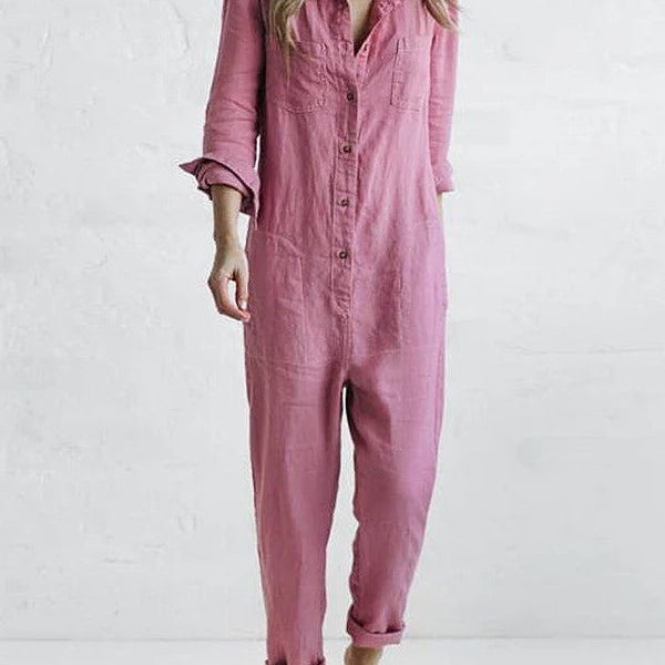 Daniela | Overall Damen Leinen Langarm Relaxed Fit