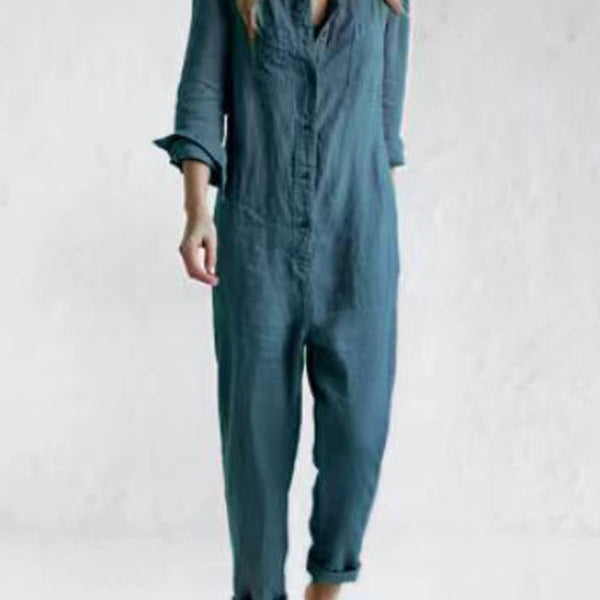 Daniela | Overall Damen Leinen Langarm Relaxed Fit