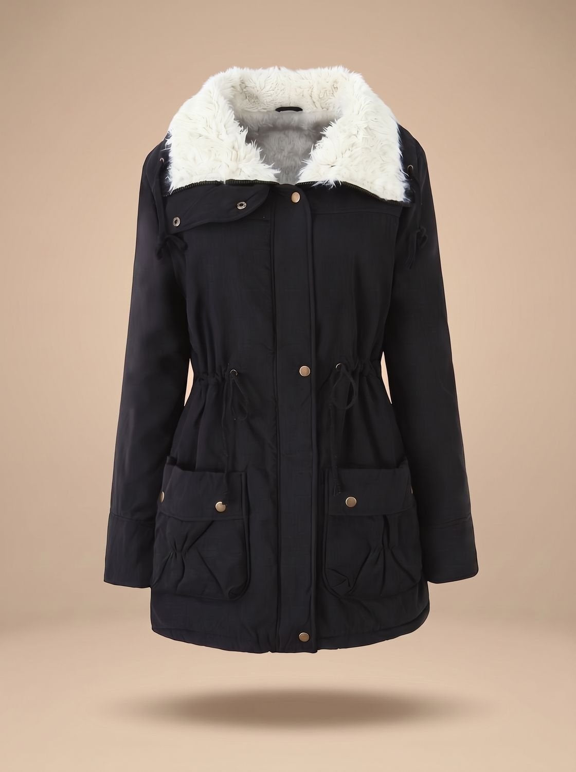 Daniela | Parka Damen mit Kunstfellkragen Gefüttert Kordelzug