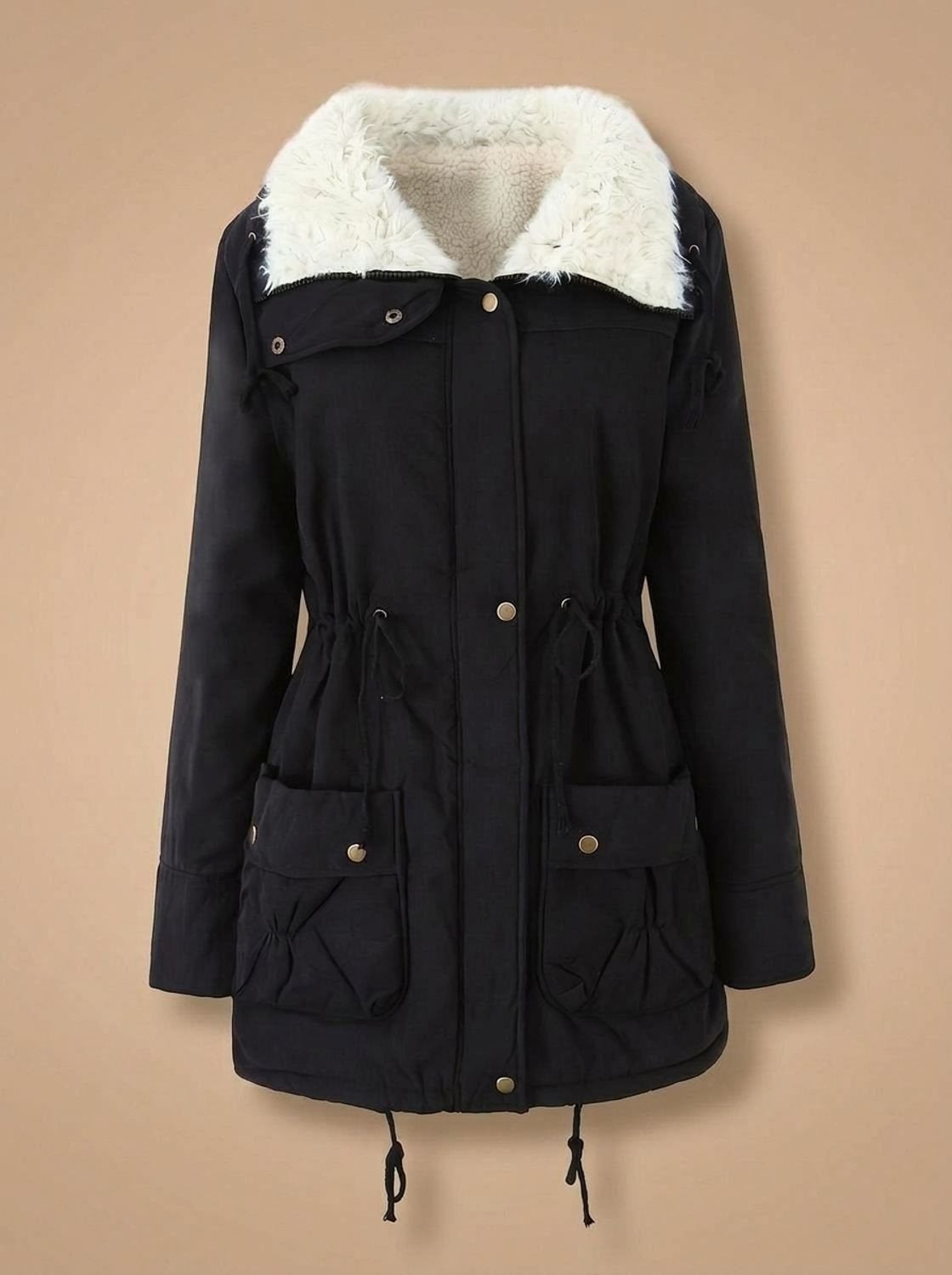 Daniela | Parka Damen mit Kunstfellkragen Gefüttert Kordelzug