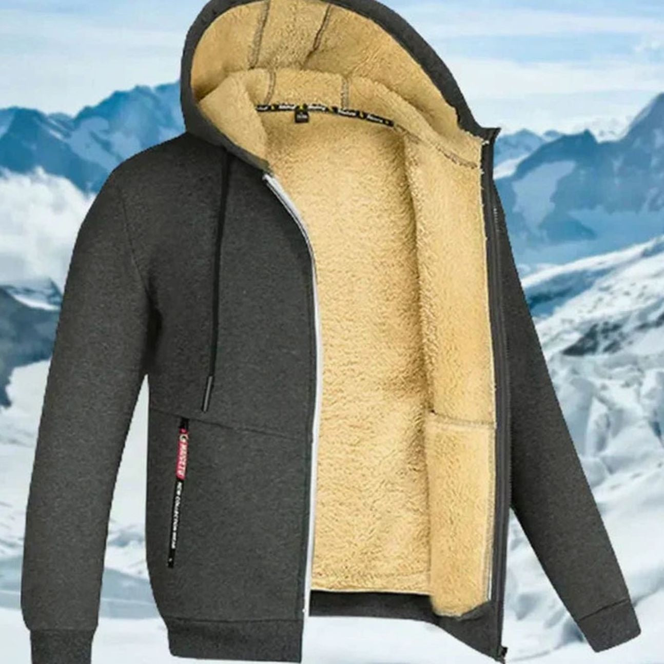 Dominik | Fleecejacke Herren mit Kapuze Warm Gefüttert Reissverschluss