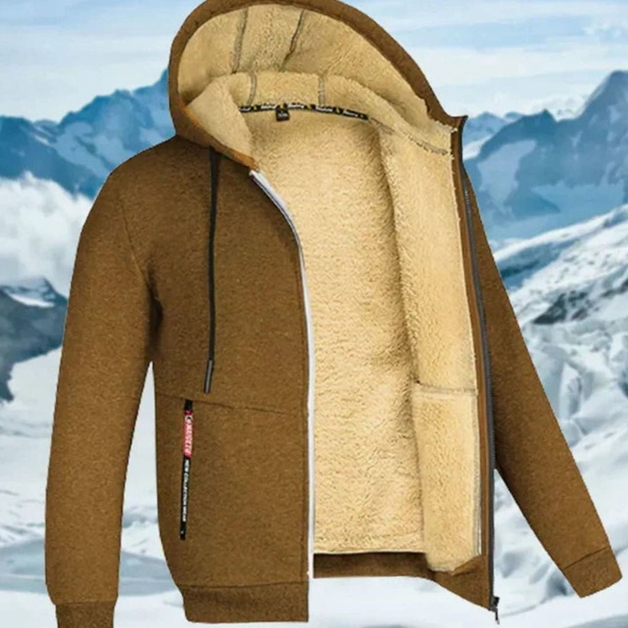 Dominik | Fleecejacke Herren mit Kapuze Warm Gefüttert Reissverschluss