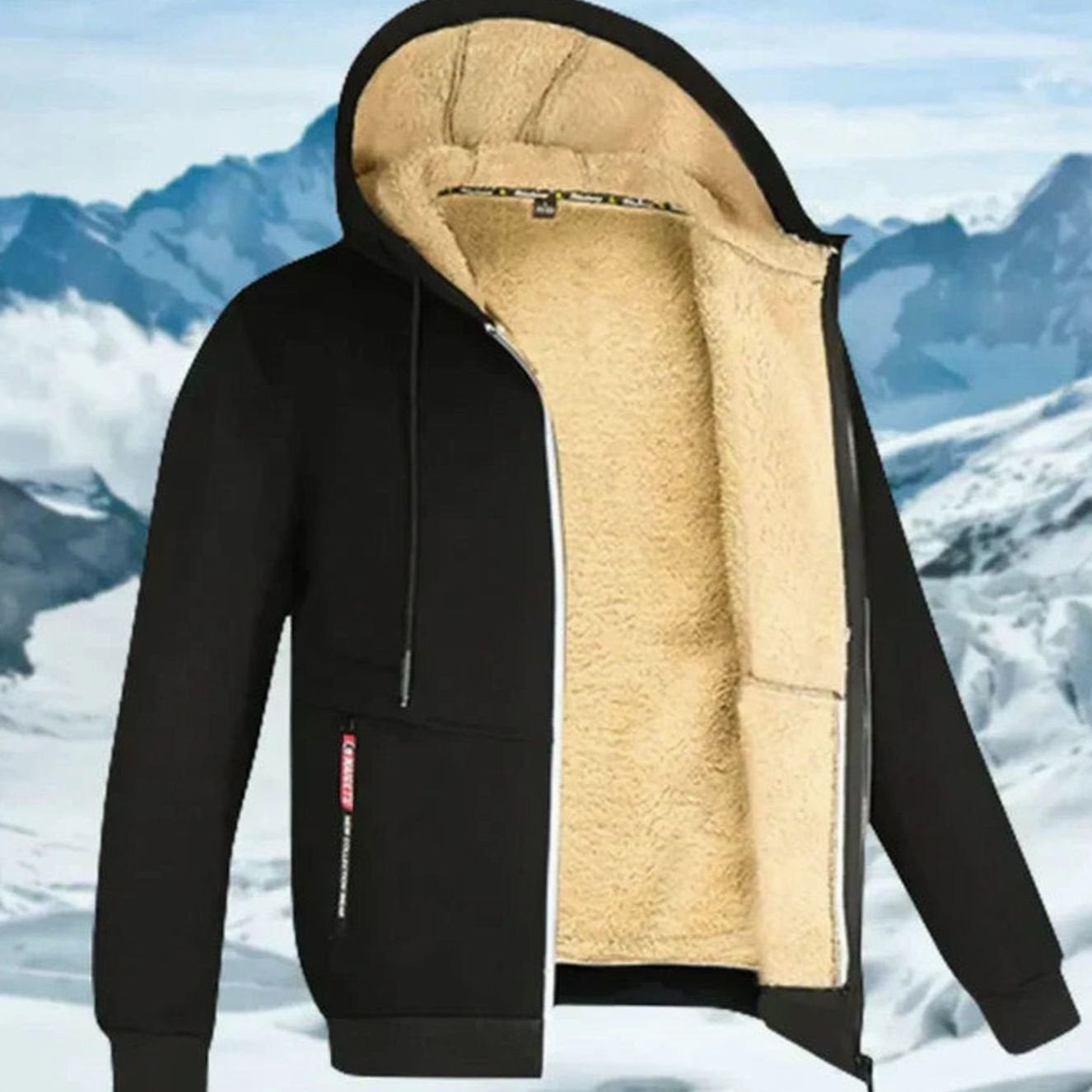 Dominik | Fleecejacke Herren mit Kapuze Warm Gefüttert Reissverschluss