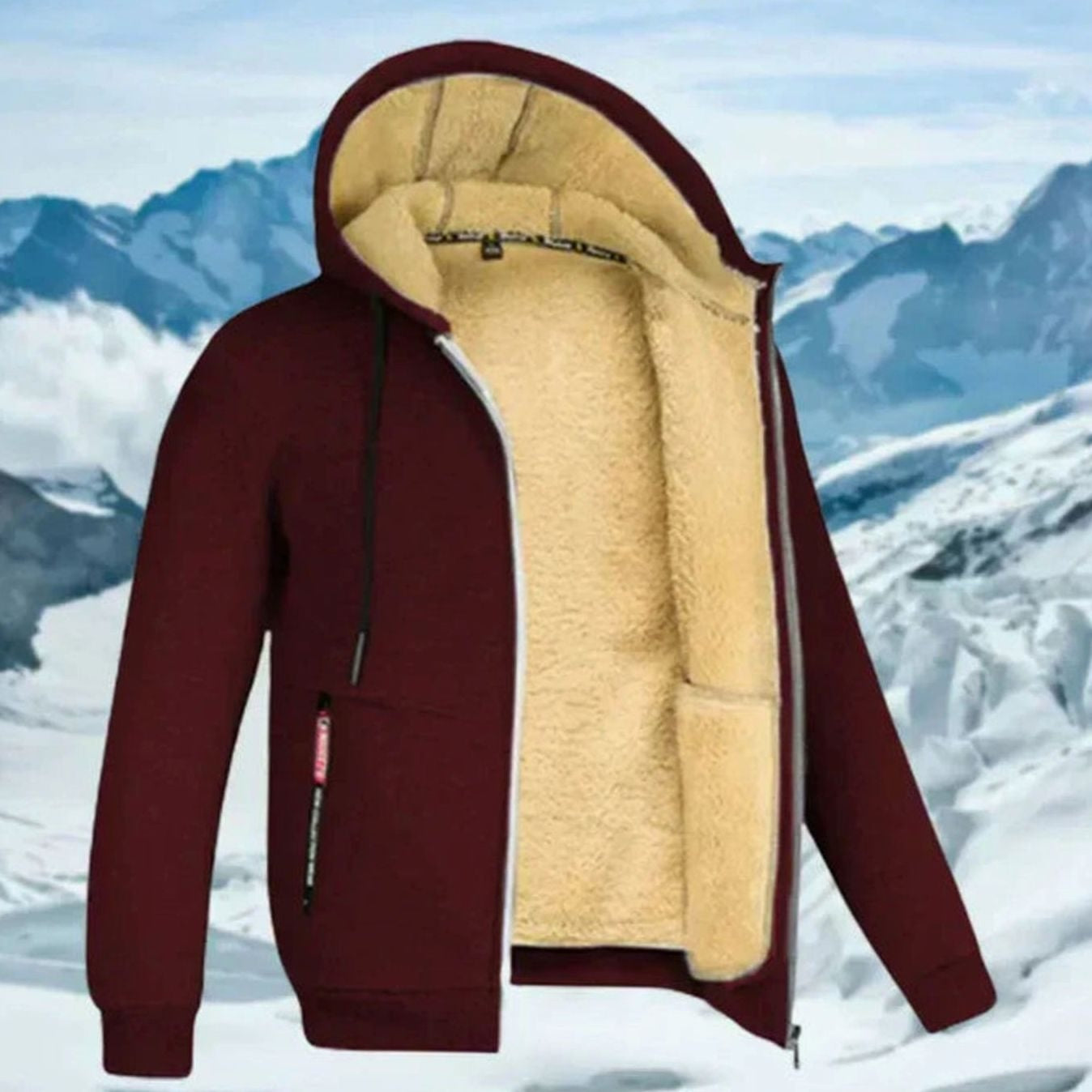 Dominik | Fleecejacke Herren mit Kapuze Warm Gefüttert Reissverschluss