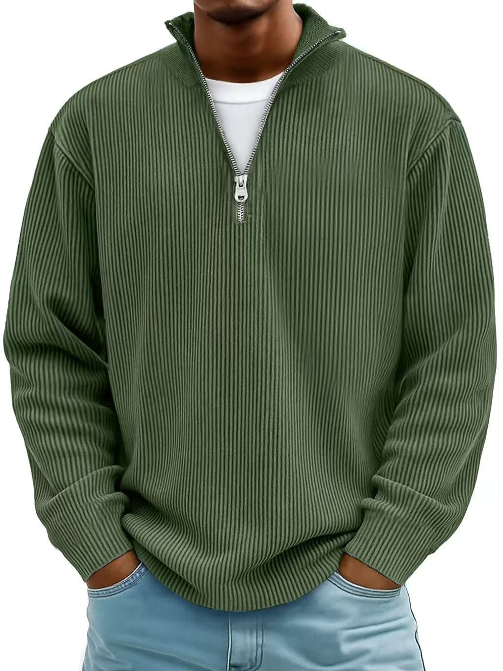 Dominik | Pullover Herren Half-Zip Strukturstrick Langarm