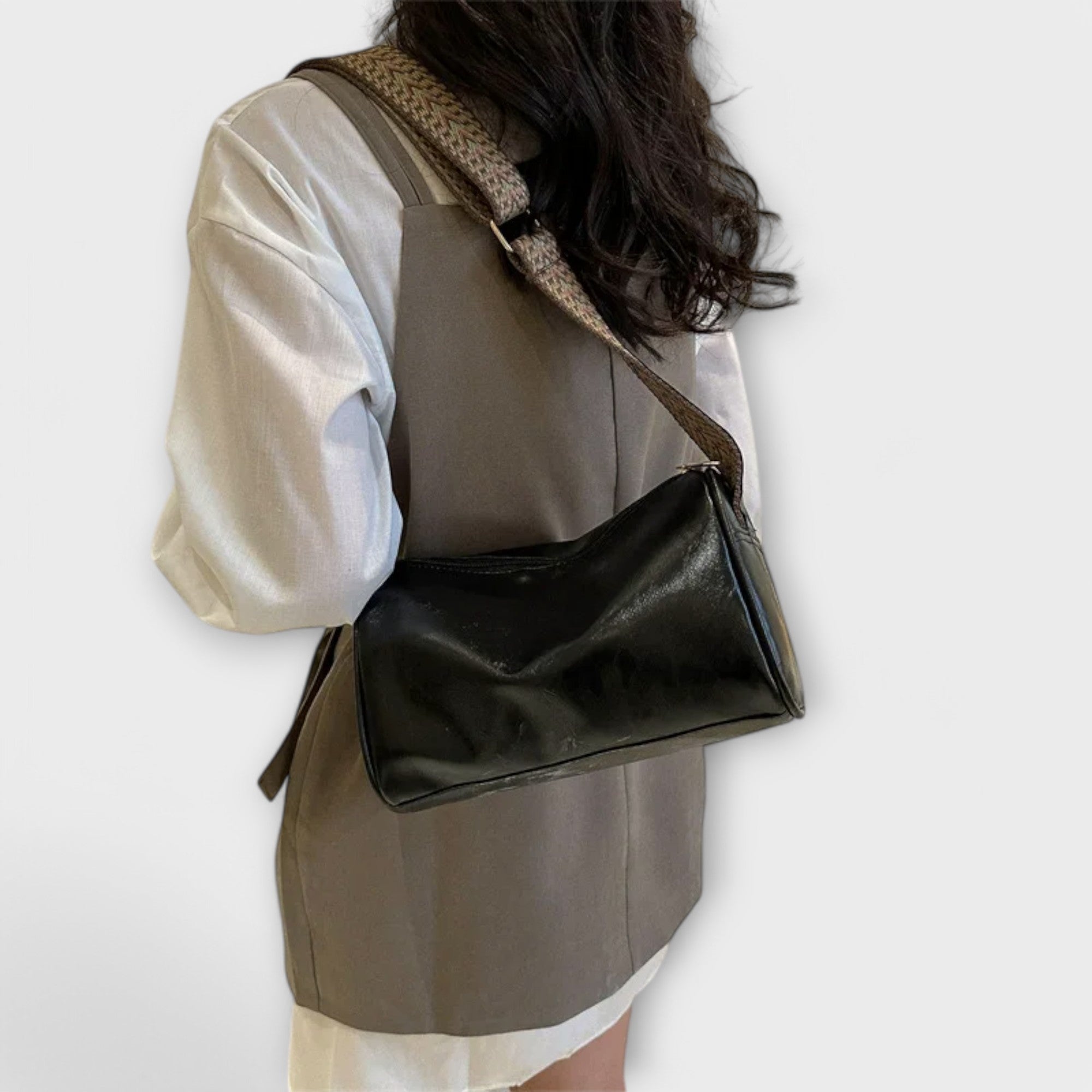 Dóra | Crossbody Táska Női Bőr Szőtt Pánttal