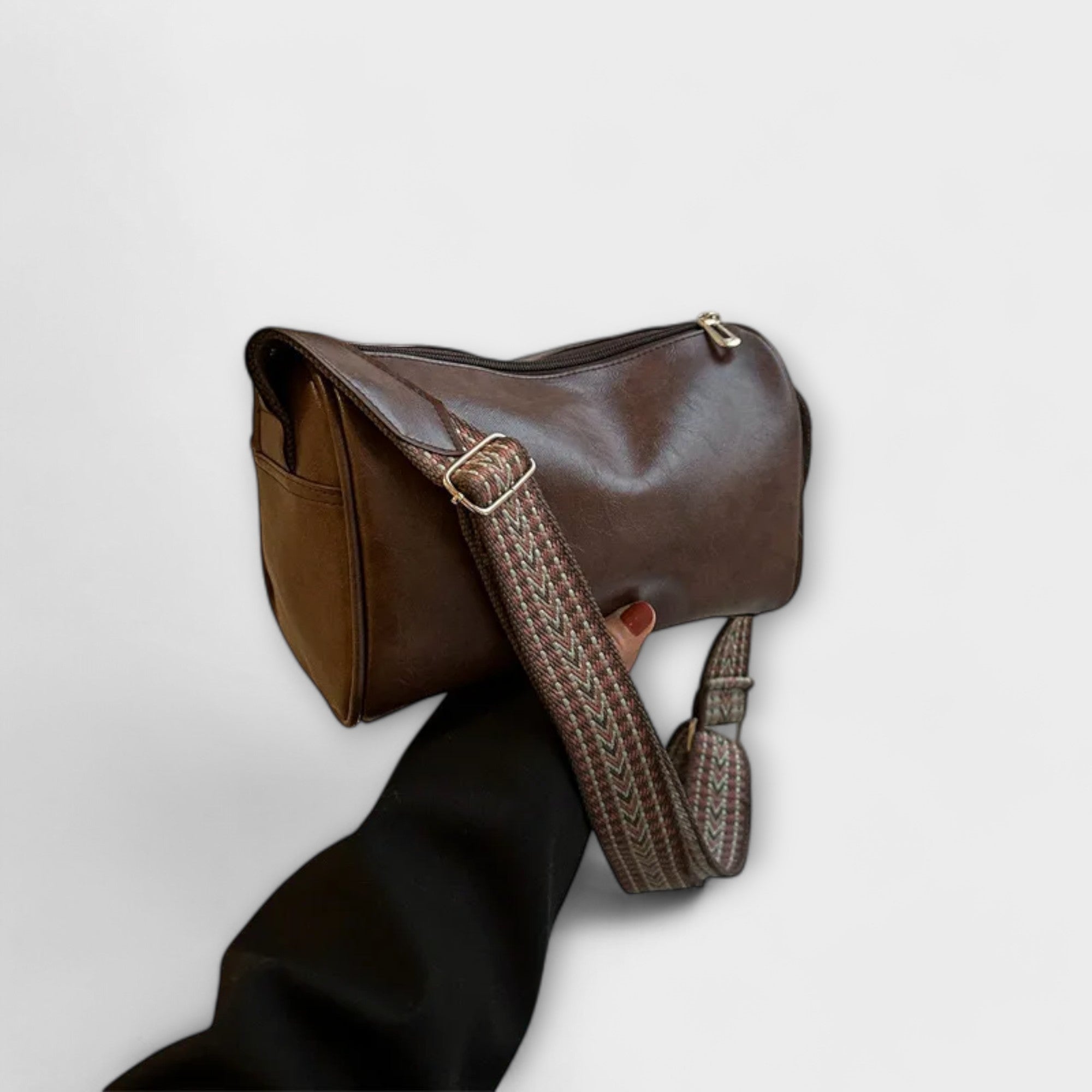 Dóra | Crossbody Táska Női Bőr Szőtt Pánttal