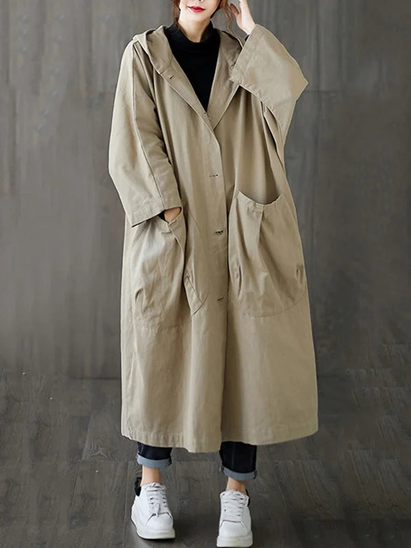 Dorottya | Trench Coat Hosszú Női Kapucnis Átmeneti Kabát