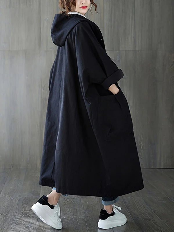 Dorottya | Trench Coat Hosszú Női Kapucnis Átmeneti Kabát