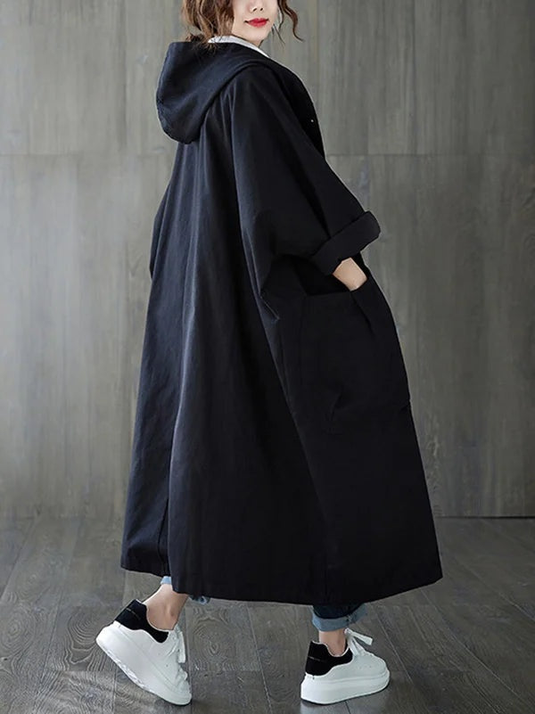 Dorottya | Trench Coat Hosszú Női Kapucnis Átmeneti Kabát