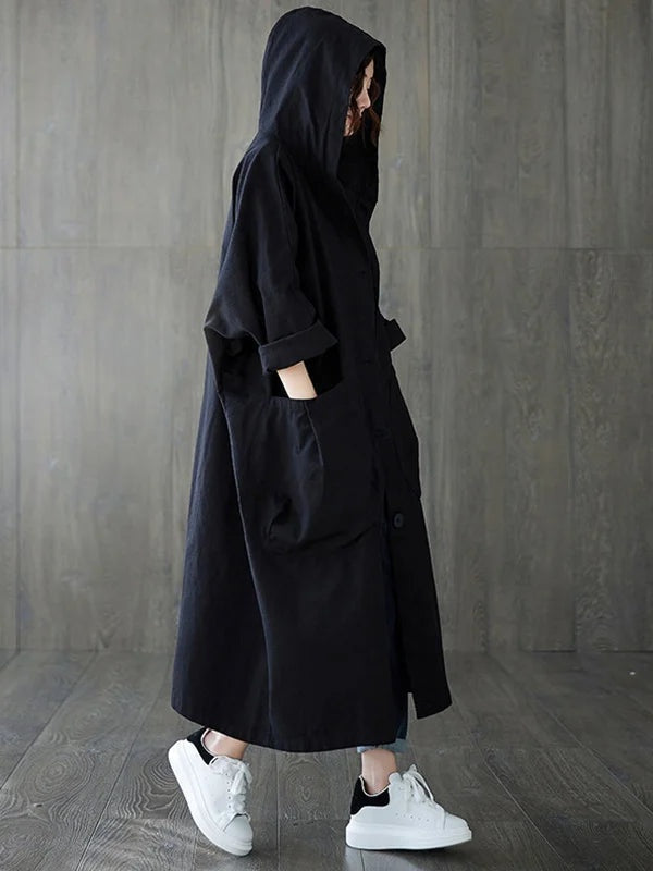 Dorottya | Trench Coat Hosszú Női Kapucnis Átmeneti Kabát