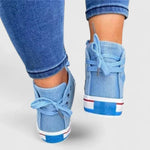 Elena | High-Top Sneaker Damen Denim Schnürschuh mit Reissverschluss