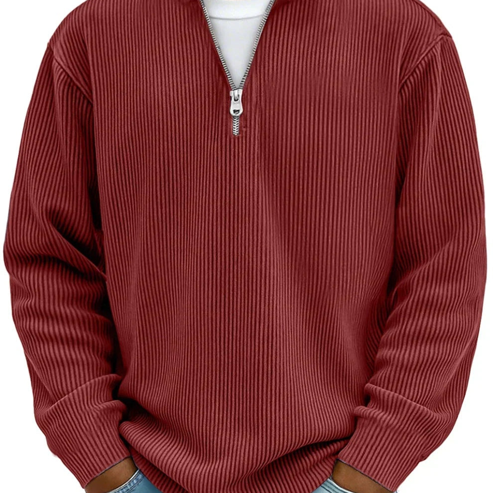 Elias | Hoodie Herren Half-Zip Strukturstrick Langarm
