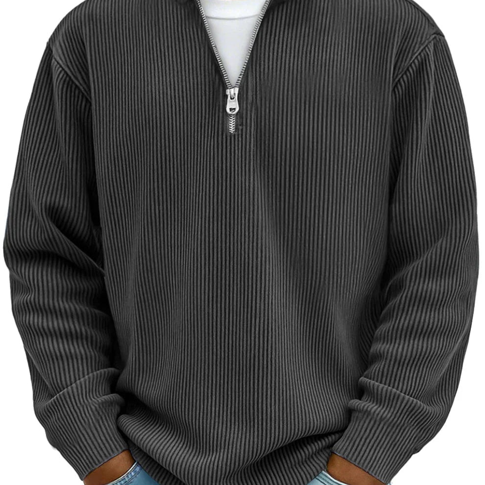 Elias | Hoodie Herren Half-Zip Strukturstrick Langarm