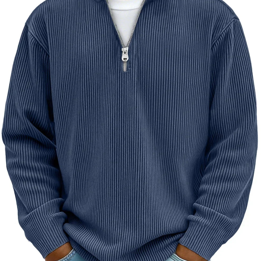 Elias | Hoodie Herren Half-Zip Strukturstrick Langarm