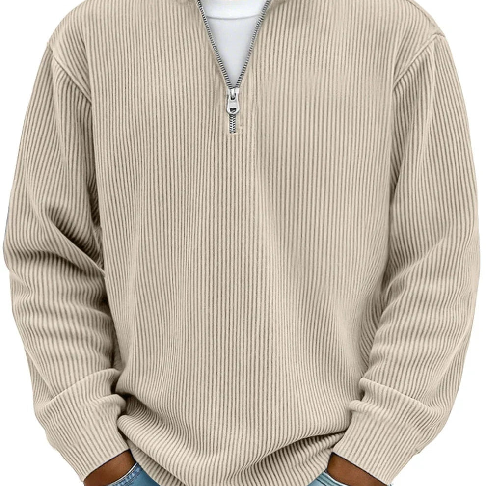Elias | Hoodie Herren Half-Zip Strukturstrick Langarm