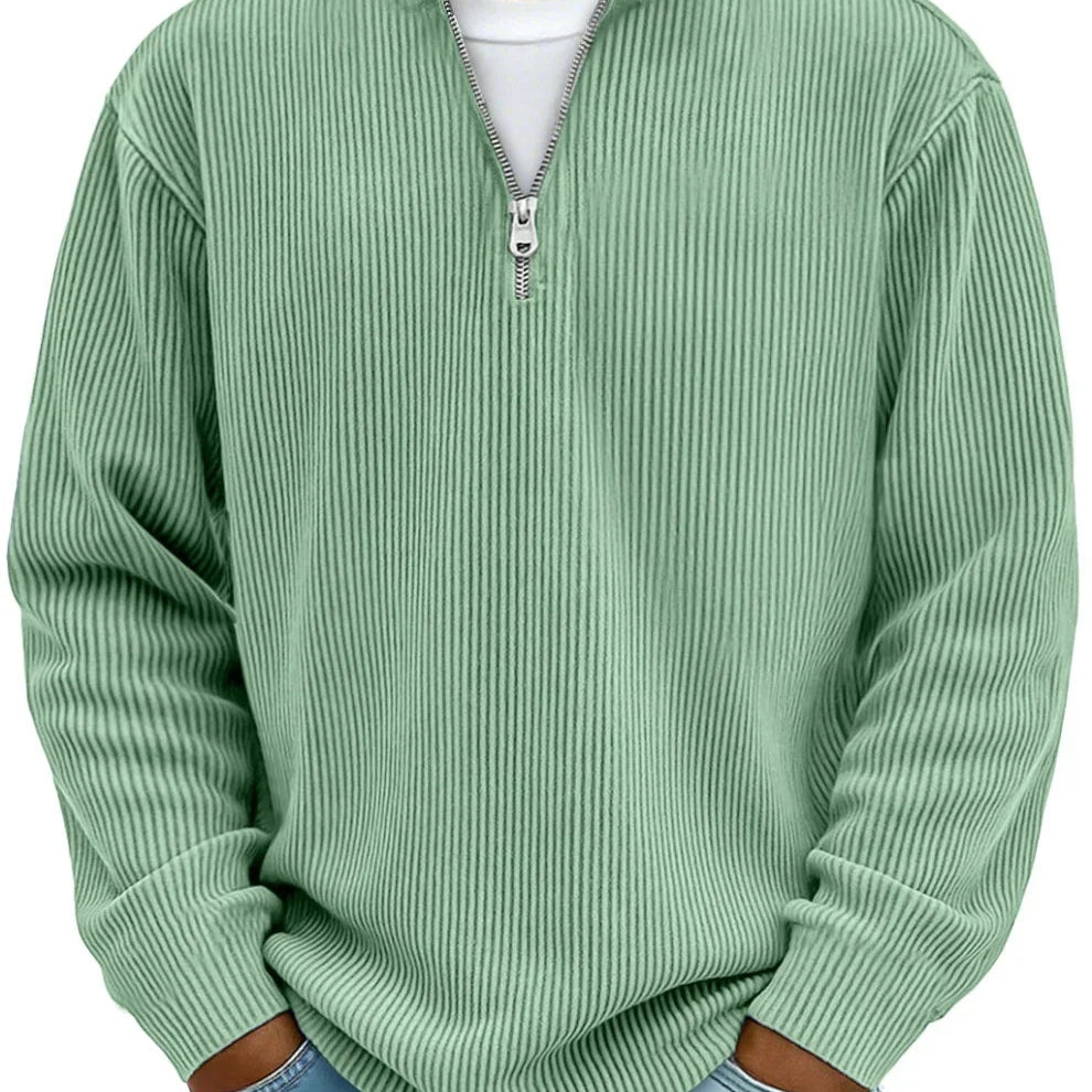 Elias | Hoodie Herren Half-Zip Strukturstrick Langarm