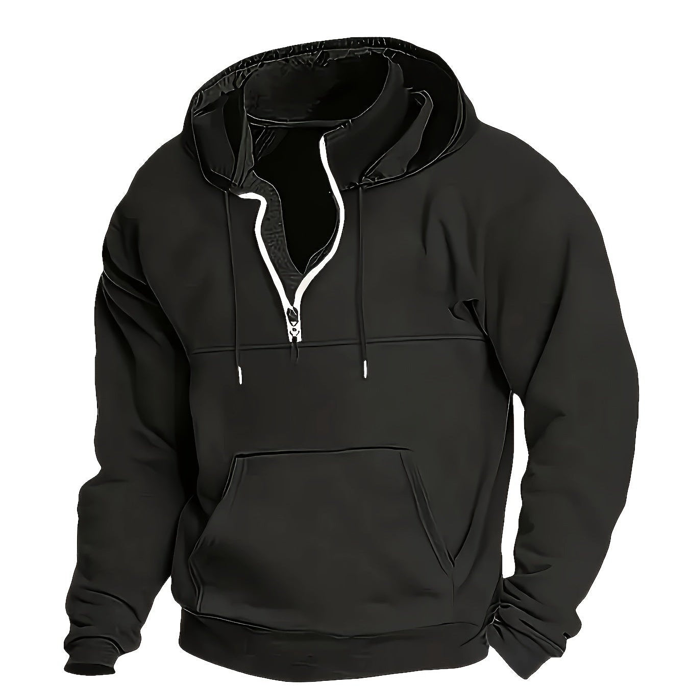 Elias | Sweatshirt Herren Quarter Zip mit Kapuze Kängurutasche