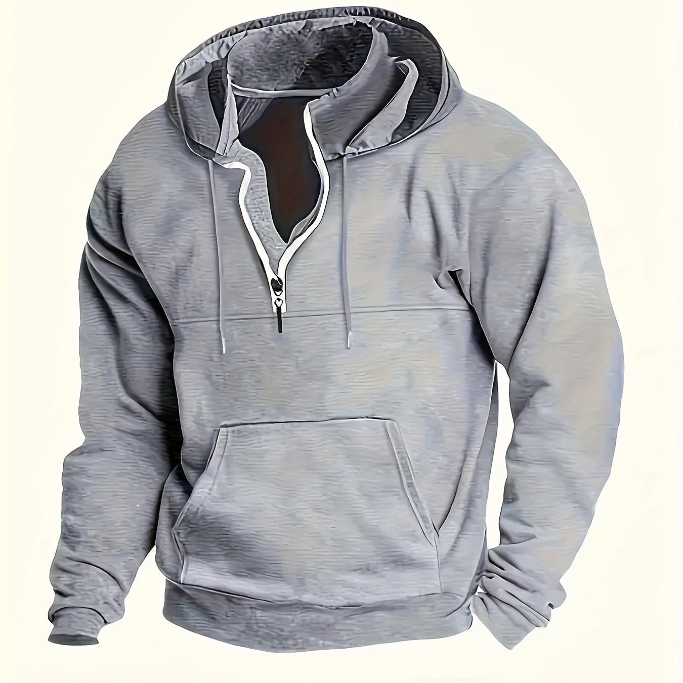Elias | Sweatshirt Herren Quarter Zip mit Kapuze Kängurutasche