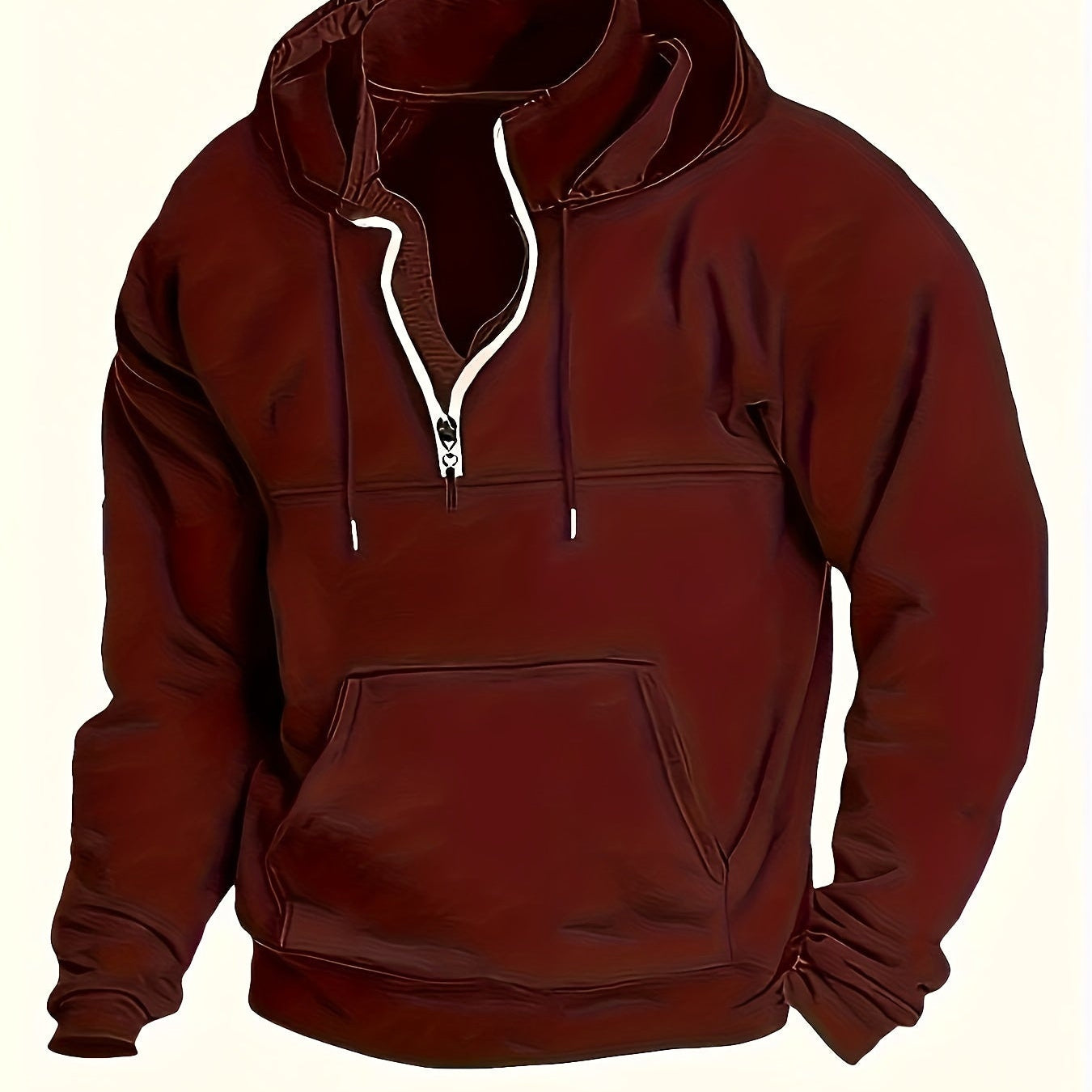 Elias | Sweatshirt Herren Quarter Zip mit Kapuze Kängurutasche