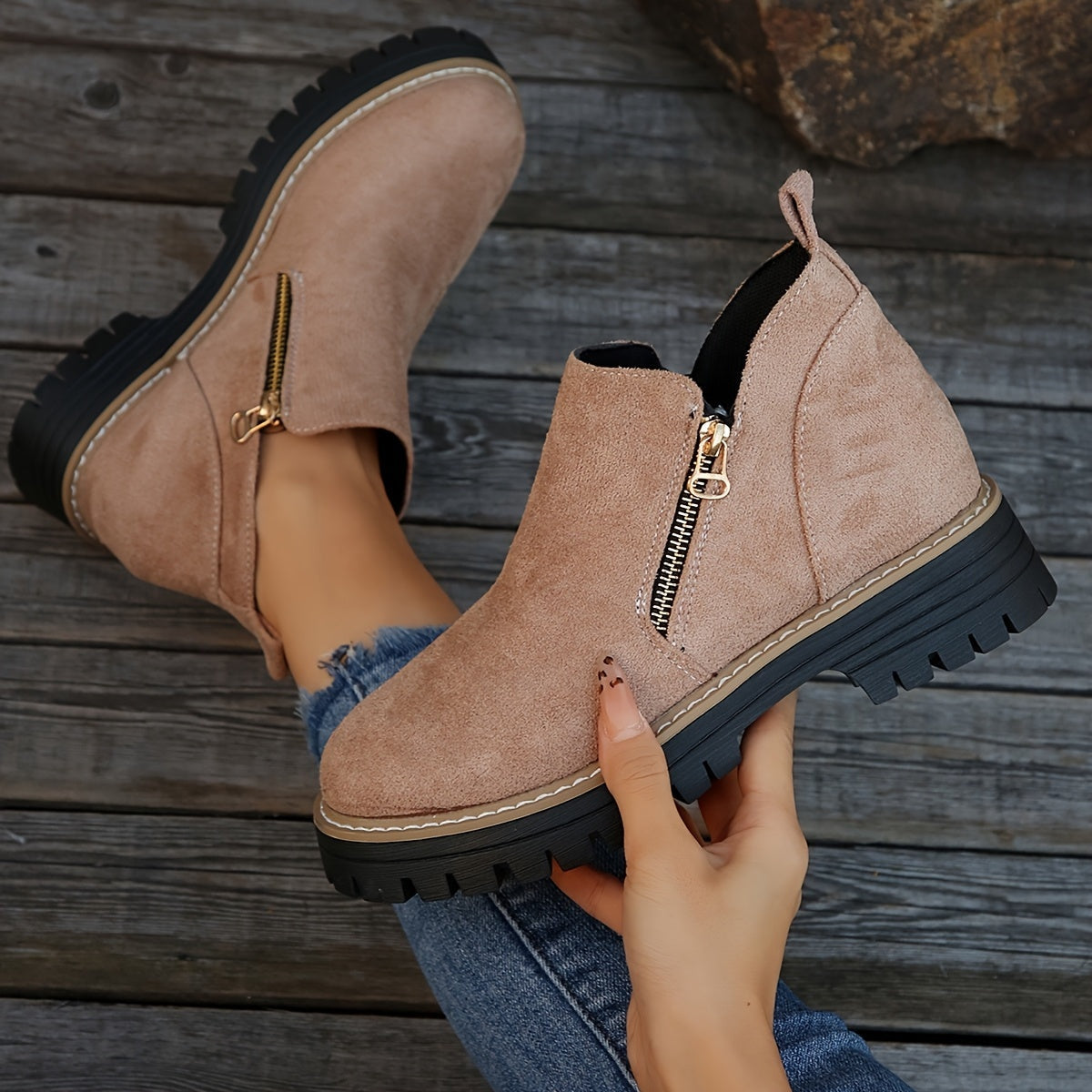 Elisa | Chelsea Boots Damen Leopardenmuster Plateau Reissverschluss