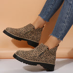 Elisa | Chelsea Boots Damen Leopardenmuster Plateau Reissverschluss