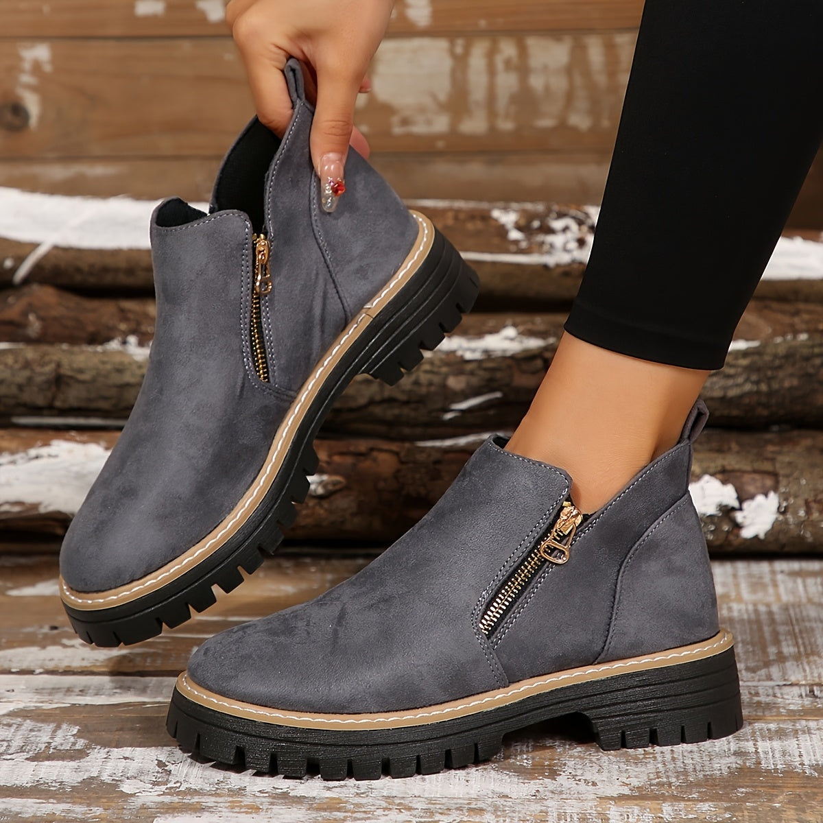 Elisa | Chelsea Boots Damen Leopardenmuster Plateau Reissverschluss