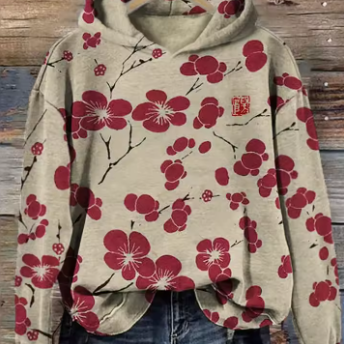 Elisa | Hoodie Damen Floral Oversize mit Kapuze
