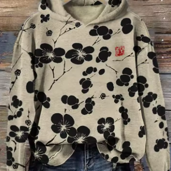 Elisa | Hoodie Damen Floral Oversize mit Kapuze