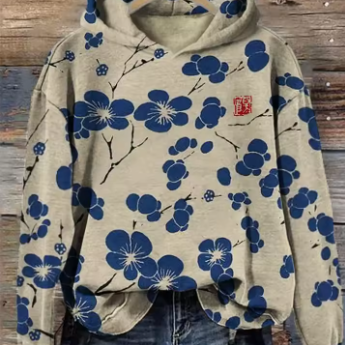 Elisa | Hoodie Damen Floral Oversize mit Kapuze