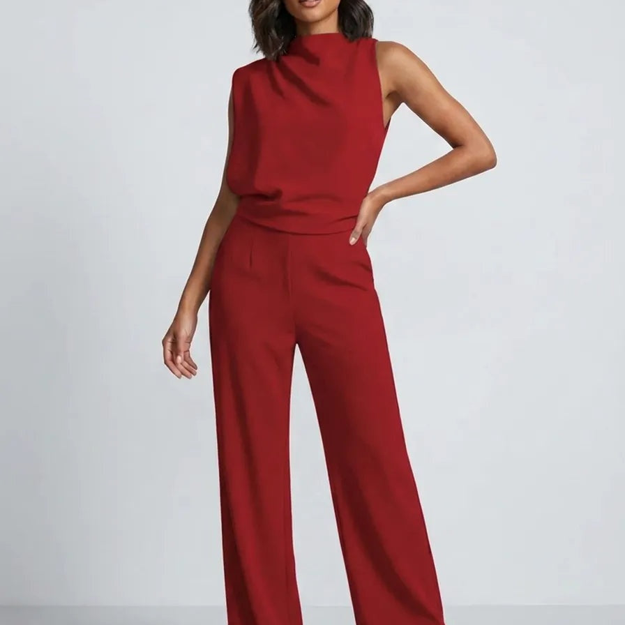 Elisa | Overall Damen Ärmellos Weites Bein Eleganter Einteiler