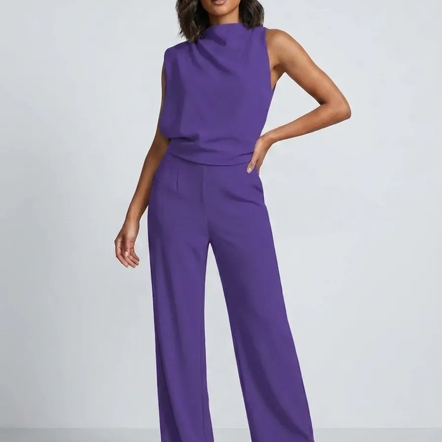 Elisa | Overall Damen Ärmellos Weites Bein Eleganter Einteiler