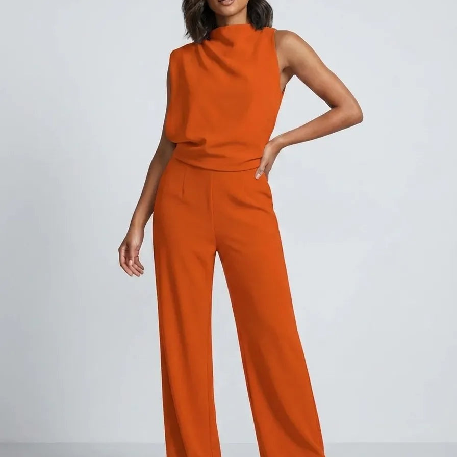 Elisa | Overall Damen Ärmellos Weites Bein Eleganter Einteiler