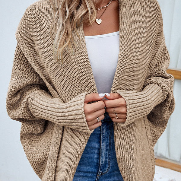 Elisa | Strickjacke Damen Oversize Cardigan mit Dolmanärmeln