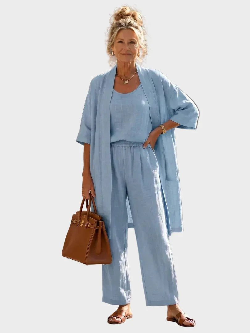 Emese | Len Szett Női Blúz Nadrág Kimono