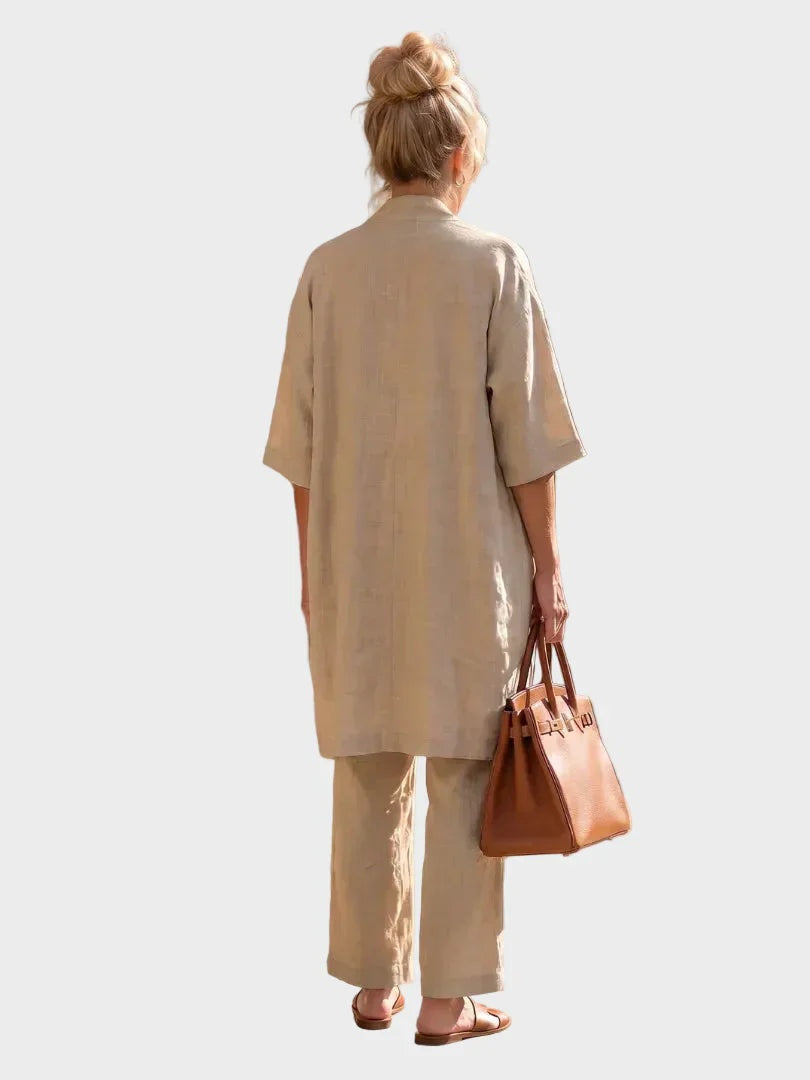 Emese | Len Szett Női Blúz Nadrág Kimono
