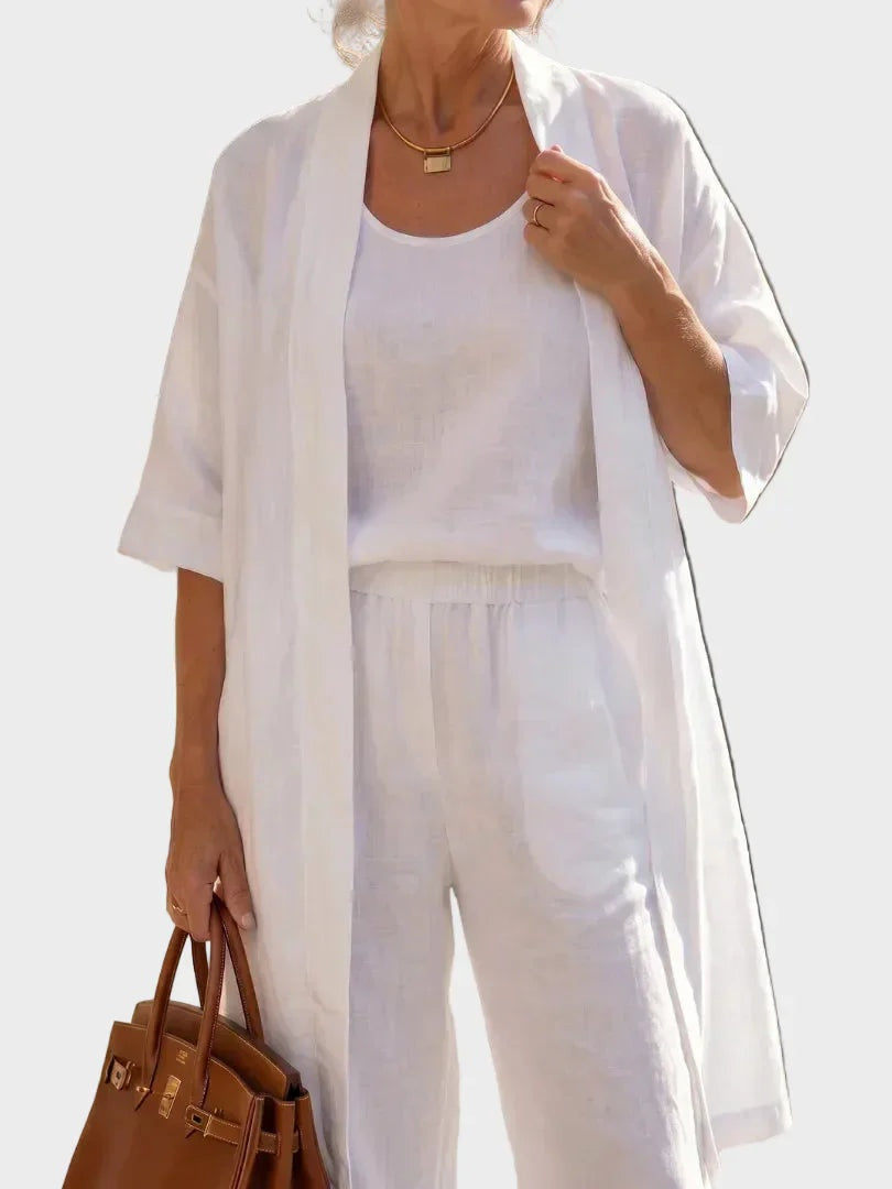 Emese | Len Szett Női Blúz Nadrág Kimono