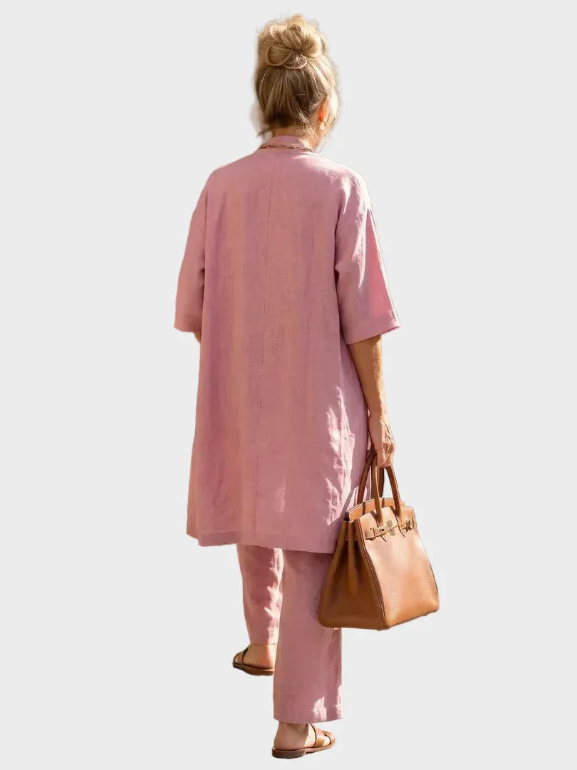 Emese | Len Szett Női Blúz Nadrág Kimono