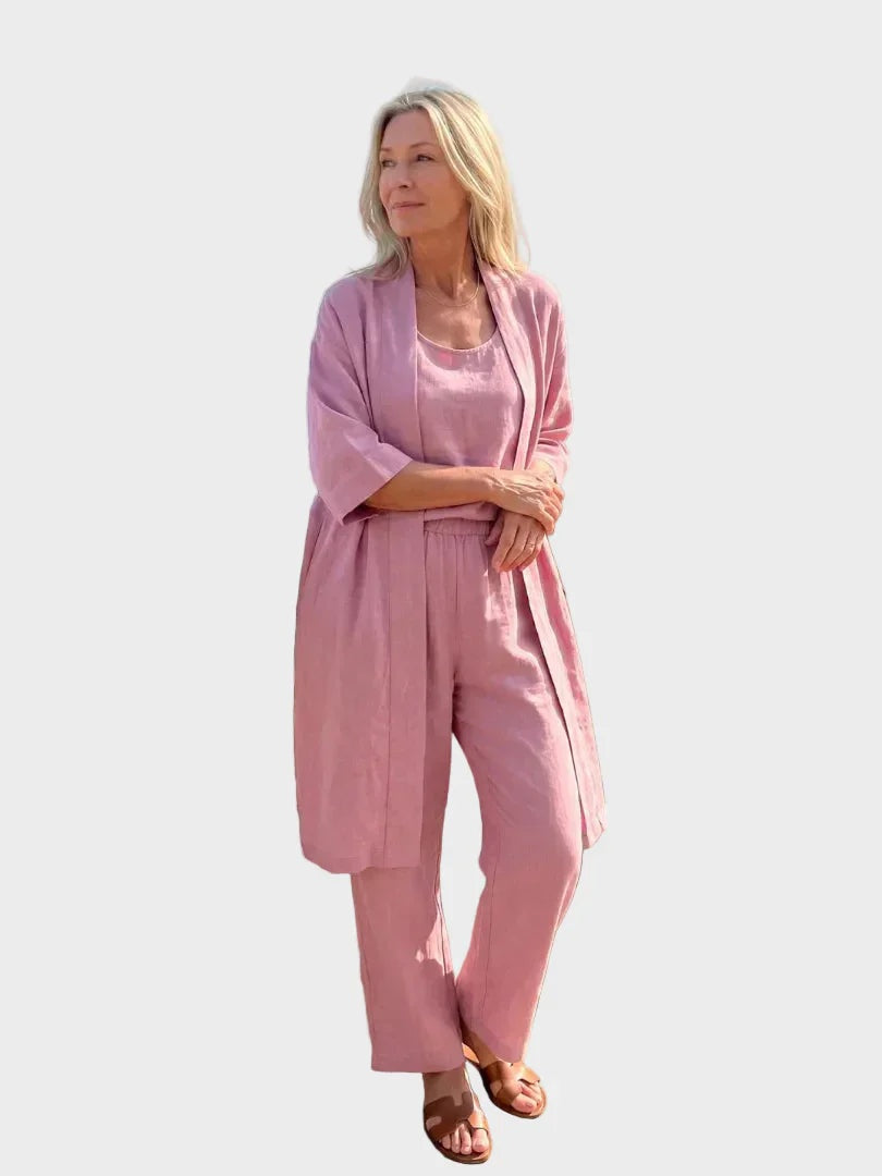 Emese | Len Szett Női Blúz Nadrág Kimono