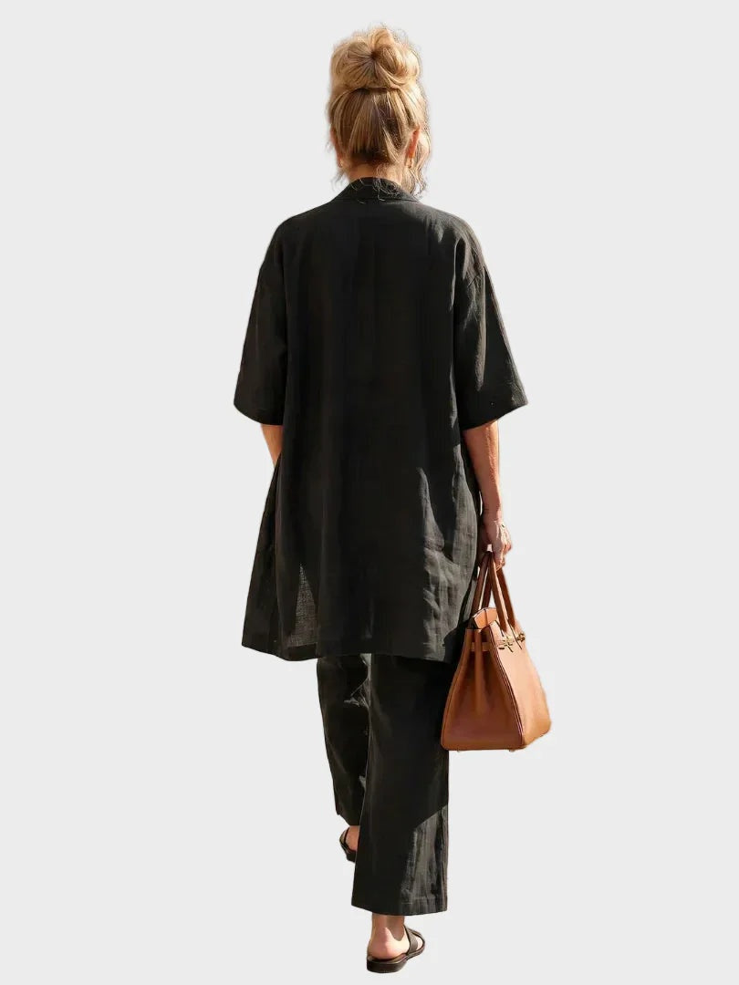 Emese | Len Szett Női Blúz Nadrág Kimono